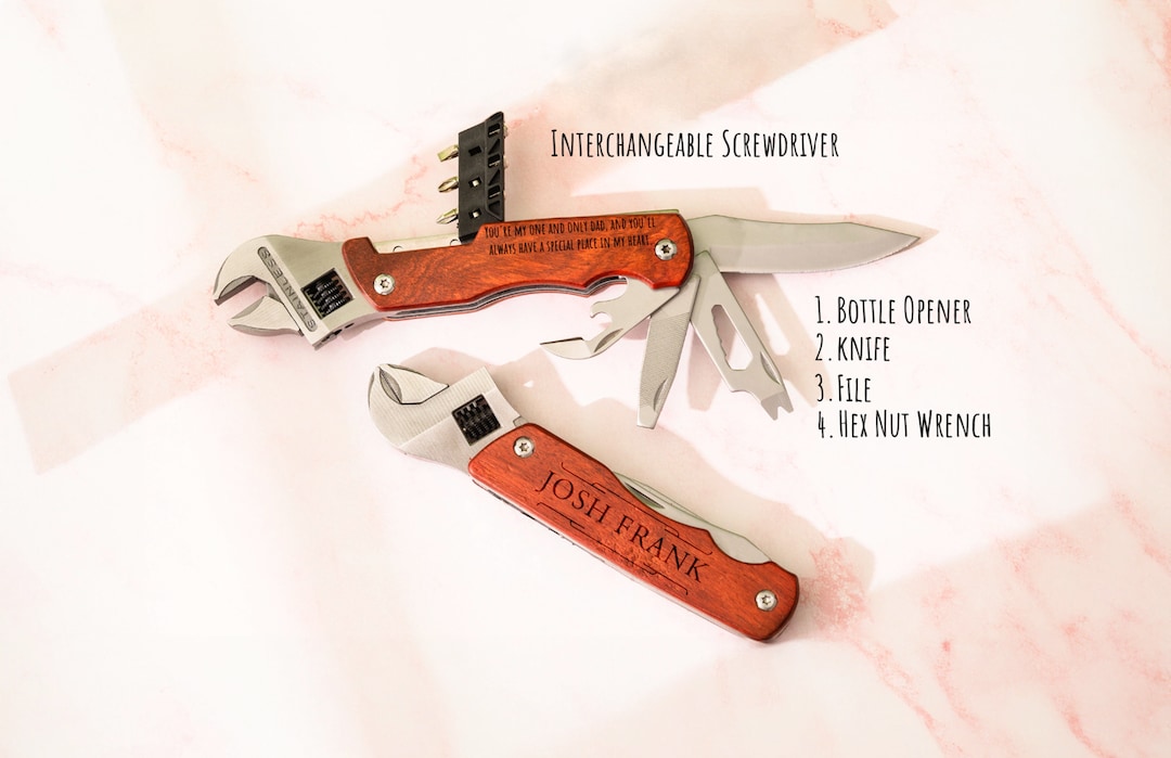 Personalized Multi Wrench Tool, Custom Multi Tool for Dad, Wooden Multi ...