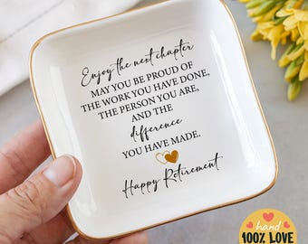 Happy Retirement Ring Dish, Personalized Retirement Ring Dish, Custom Jewelry Dish, Gift for Coworker, Coworker Ring Dish, Retirement Gift
