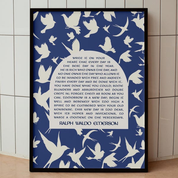 Framed Success Quote Wall Art, Poetry Wall Art Print, Inspirational Poem Print, Ralph Waldo Emerson Framed Print, Motivational Gift