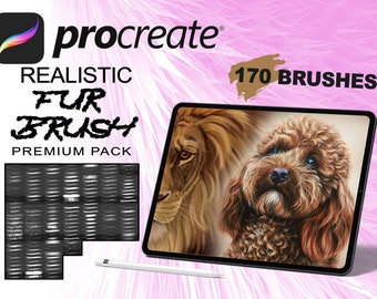 170 Premium Fur Brush for Procreate, iPad brushes, Fur Procreate, Feather stamps, Fur brushset, Animal Procreate Digital brush