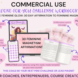 Divine Feminine Affirmation Workbook|Done For You Life Coach Workbook|30 Day Affirmation Challenge|Brandable Coach Template|Commercial Use