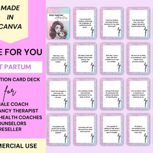 PLR Post Partum Affirmation Cards|Done For You Card Deck for New Mum|Brandable Post Partum Care for Pregnancy Coach|Commercial Use Template