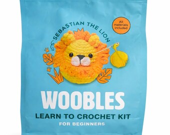 Woobles Kit – Sebastian the Lion – Learn to Crochet Starter Kit – DIY Craft Gift – Crochet Animal Kit – Complete Crochet