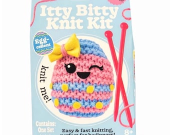 Itty Bitty Knit Kit – Egg-cellent | Beginner Knitting Kit for Kids & Adults | DIY Craft Gift | Ages 8+