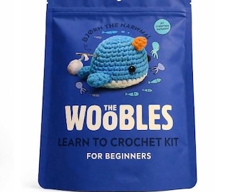 The Woobles Björn the Narwhal – Learn to Crochet Starter Kit – DIY Craft Gift – Crochet Animal Kit – Complete Crochet