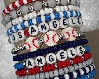 Los Angeles Angels Inspired Bracelets | Baseball Bracelets | Los Angeles Angels Jewelry | LA Angels Bracelet | Gold Baseball Bracelets