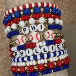 Philadelphia Phillies Inspired Bracelets | Phillies Baseball Bracelets | Phillies Jewelry | Phillies Bracelet | Gold Baseball Bracelet | PHI