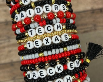 Texas Tech Inspired Bracelets | Texas Tech University | Red Raiders Bracelets | Wreck Em | Texas Tech University Jewelry | Texas Tech