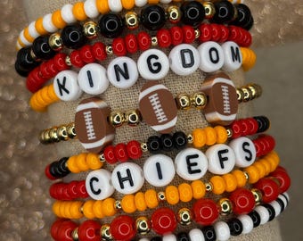 Kansas City Chiefs Bracelets | Chiefs Bracelets | Sports Gifts | Chiefs Bracelet Stack | Chiefs Football Bracelet | Football Gifts for Her