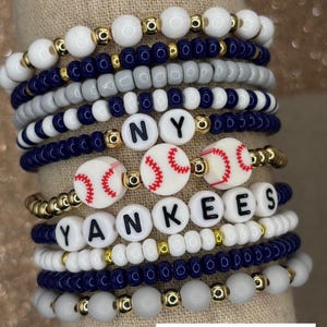 NY Yankees Inspired Bracelets | Yankees Bracelet | Yankees Baseball Bracelets | Personalized Bracelets | Bracelet Stack| Baseball Bracelets
