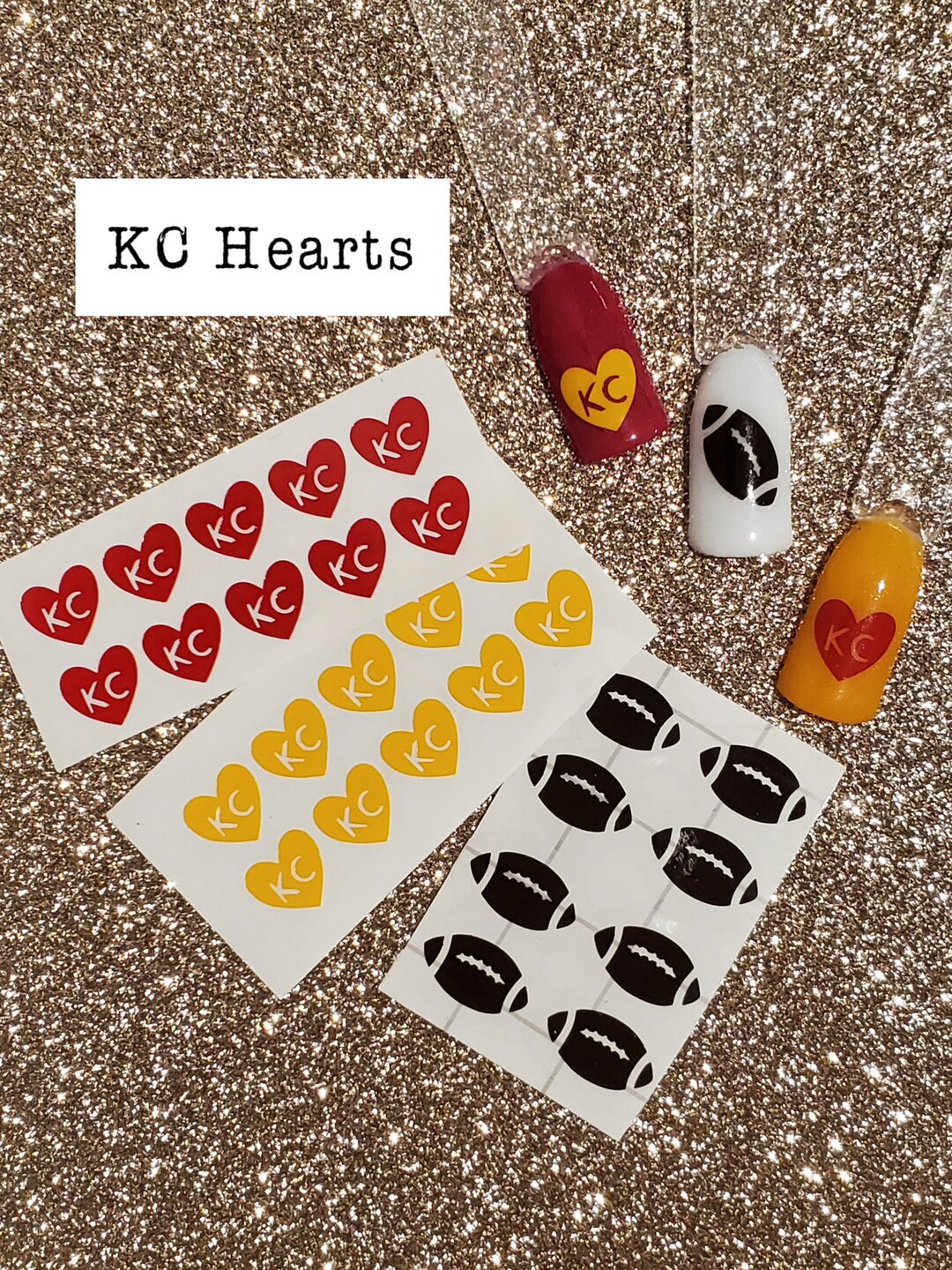 Kansas City Chiefs Nail Decals NFL Nail Decals Football Nail Decals - Etsy