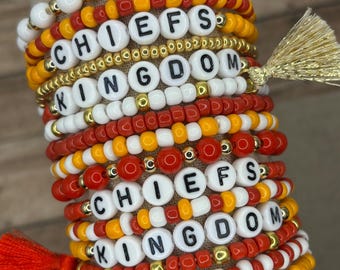 Kansas City Chiefs Bracelets | Chiefs Bracelet | Football Bracelets | Chiefs Bracelet Stack | Chiefs Bracelet | Chiefs Football Bracelet