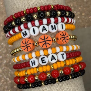 Miami Heat Bracelet | Miami Heat Bracelet | Miami Heat Basketball Bracelet | Miami Heat Jewelry | Miami Heat | Basketball Bracelets