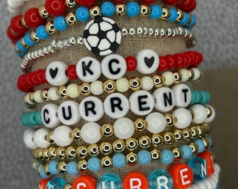 KC Current Bracelets | Current Bracelets | Kansas City Current Bracelets | Soccer jewelry | KC jewelry | Women Bracelets | KC Current Soccer
