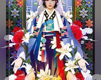 1000ピース 韓国イラストパズル ポスター付き |美しい韓服アート |韓国