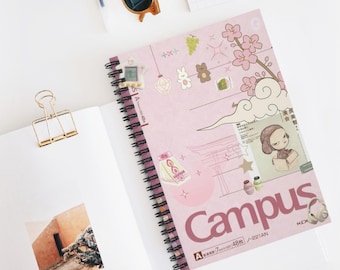 Kawaii Cherry Blossom Pink Campus Notebook | Ruled Journal