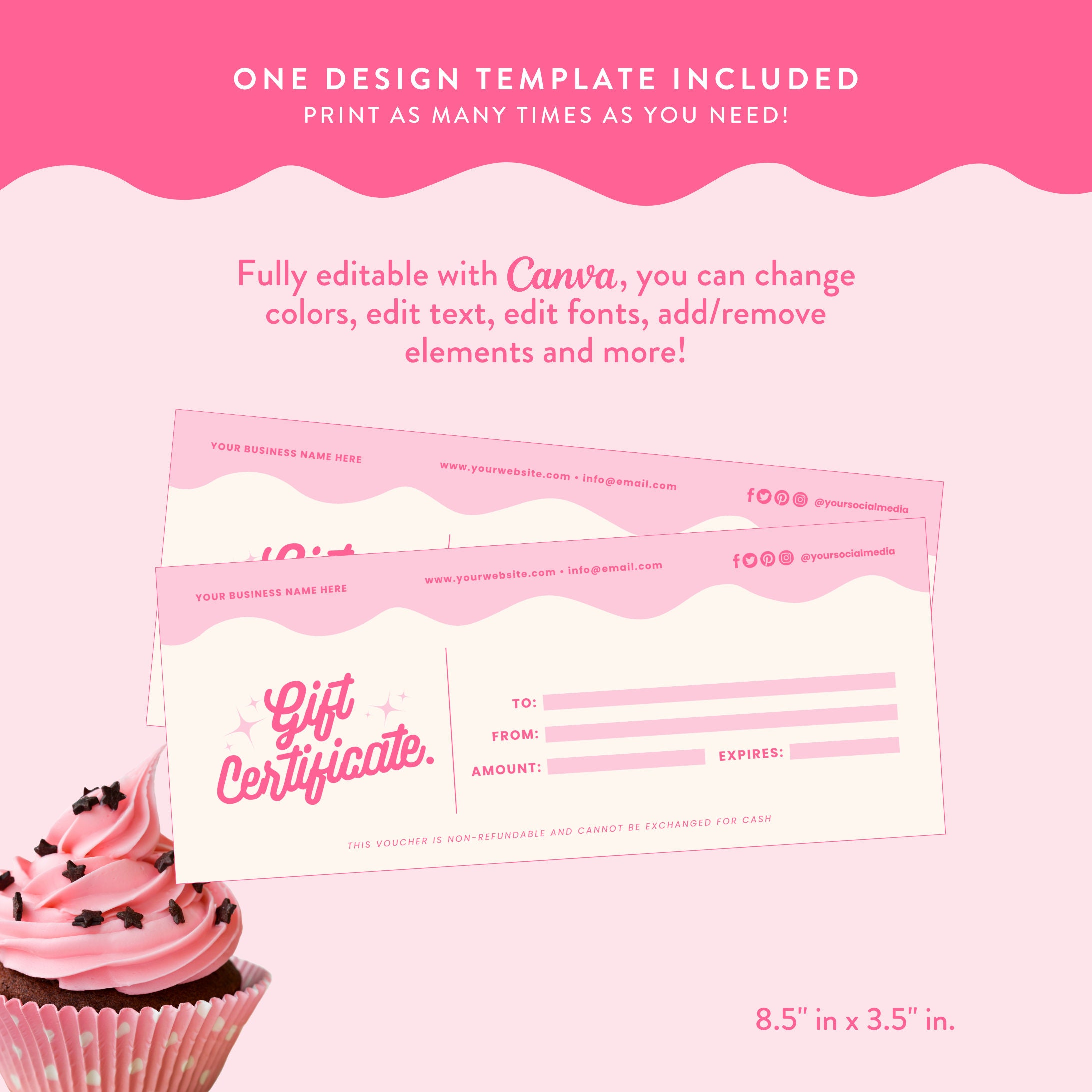 Bakery Gift Certificate, Gift Certificate Template, Editable Template ...