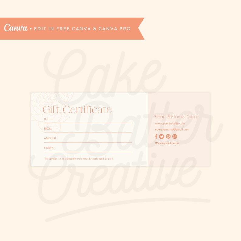 Bakery Gift Certificate Gift Certificate Template Editable - Etsy