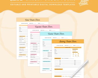 Bakery Order Forms, Canva Editable Order Forms, Order Form Template, Canva Order Form, Cake Order Form, Cookie Order Form - YYB01