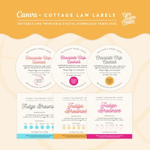 Etichette Canva Cottage Law, modello di etichette per confezioni di prodotti da forno, etichette per ingredienti di torte, etichette per confezioni di biscotti, adesivi per prodotti da forno fatti in casa - YYB01