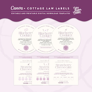 Canva Cottage Law Labels, Bakery Packaging Labels Template, Cake Ingredients Labels, Cookies Packaging Labels, Home Bakery Stickers - SE01