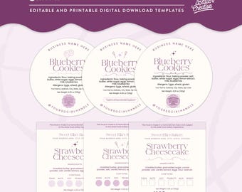 Canva Cottage Law Labels, Bakery Packaging Labels Template, Cake Ingredients Labels, Cookies Packaging Labels, Home Bakery Stickers - SE01