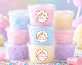18 Mini Assorted Cotton Candy Favors, Custom Label Option