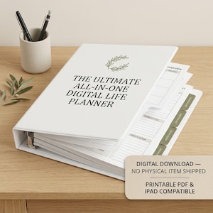 Den ultimata digitala livsplaneraren | Minimalistisk livspärm, daglig veckoplanerare, iPad PDF-mall, utskrivbar produktivitetsplanerare