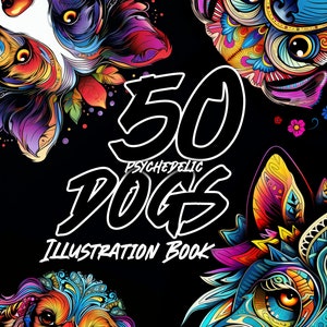 Psychedelic Mandala Dogs breeds, 50 Coloring Pages, For Adult, Instant Download, Printable PDF