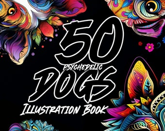 Psy rasy Psy Psy, 50 kolorowanek Dla dorosłych Natychmiastowe pobieranie Wydrukuj PDF