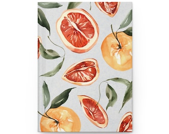 Cuaderno de tapa dura con estampado vintage de rodajas de naranja mate