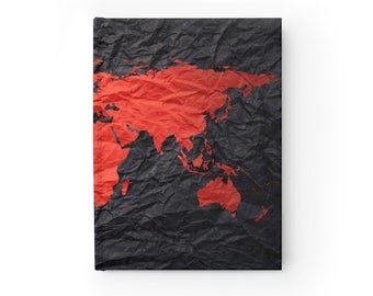 Red World Map Journal - Blank