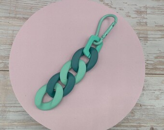 two-tone keychain - acrylic chain links - TURQUOISE GREEN