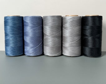 10m / 15m / 20m….0,5 mm Gewachstes Polyester Makrameegarn - LINHASITA - grau/ schwarz Farbtöne