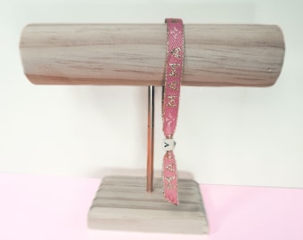 Charming "MAMA" bracelet with gold accents / Festival chic bracelet collection - jewelry band with pattern and statements in pink and gold