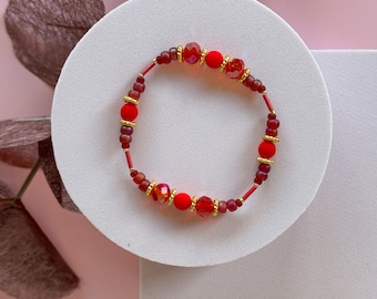 Ruby red glass bead bracelet RED RUBY - elastic band | different sizes