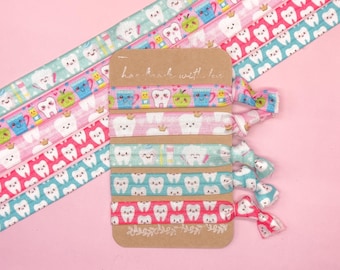 Dental Hairbands – Cute Dental Hair Ties for Dental Assistants, Dentists & Practice Team – Elastic Ponytail Holders in Kawaii Design – Gift Idea