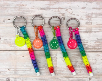 Handmade rainbow-colored keychains