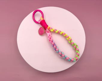 Colorful keychain pink/orange | paracord | rainbow