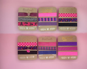 Hairband Set Pink & Black – Elastic Bracelets, Handmade, Gift for Girlfriend, Festival Accessory, Handmade with Love