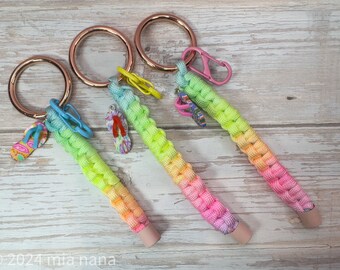 Colorful rainbow keychain with summer charm