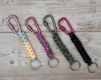 Colorful and handmade paracord keychains in trendy colors