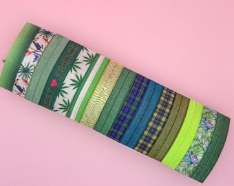 Grüne elastische Haarbänder Set- Haargummi ohne Metall | Soft Stretch Hair Ties Grün Blau  | Zopfgummi Mädchen Frauen | Geschenk Freundin