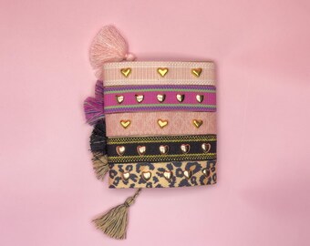 Gewebte HERZ Freundschaftsarmbänder mit goldener Metallperle in Herzform in unterschiedlichen Designs