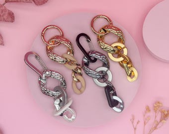 Modern keychain chain | Gold, silver, black keychain | Elegant bag charm | Minimalist gift for women