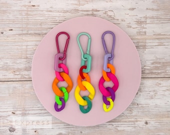 Neon-colorful keychain - acrylic chain links - colorful mix