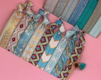 Haargummis Set – 3er Pack, Glitzer + Zebra Design – Geschenkidee, Armband + Haarband, elastisch + sanft zu Haaren