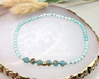 Bracelet CARIBBEAN OCEAN narrow & delicate - gemstone JADE with glass beads