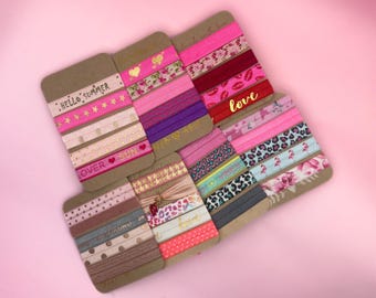 Handmade Hair Tie Set | Elastic Hair Bands | Boho Bracelet Hair Tie | Cute Ponytail Holder | Gift for Her | Pink Gold Hair Accessories