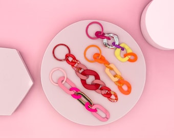 Colorful chain keychain – Acrylic chain keychain – Trendy accessory in neon & pastel – Gift for her